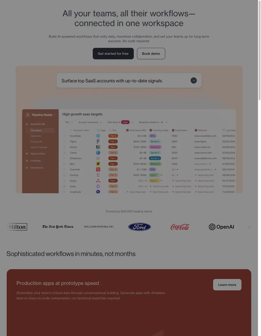 airtable.com: example prospect website
